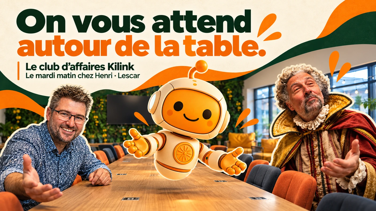 On vous attend autour de la table : Franck à gauche, Kiwi au centre et Henri à droite, dans la salle du club d’affaires Kilink à Lescar.
