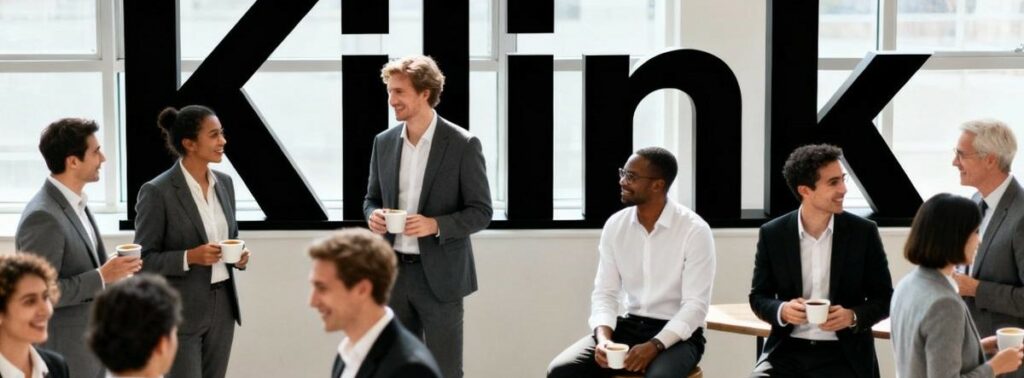 Participants d’un afterwork Kilink à Pau échangeant autour d’un café, un événement dédié au réseautage et au développement des petites entreprises locales.