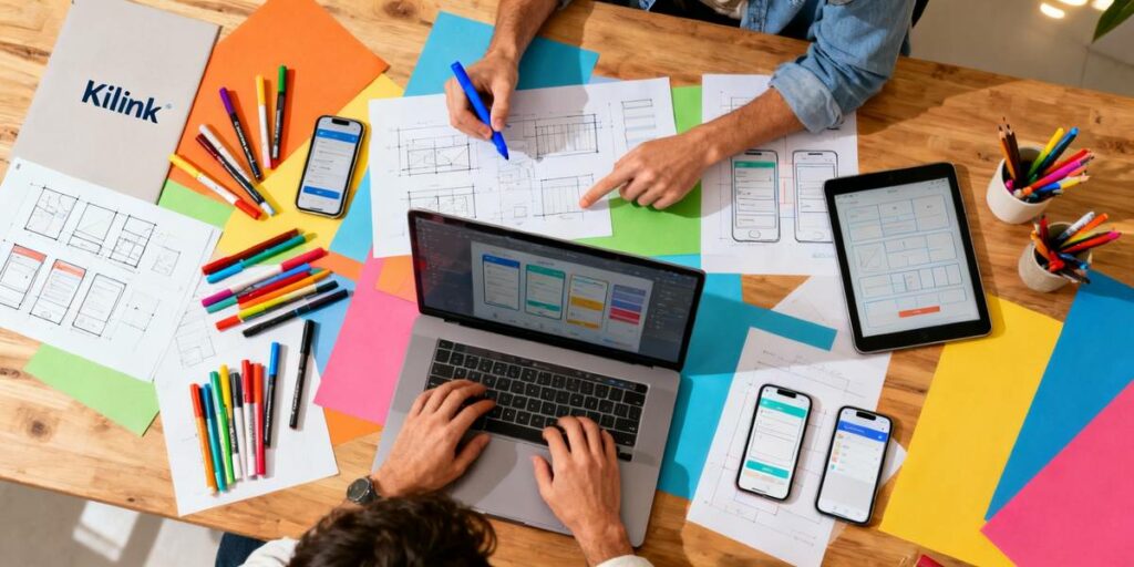 Atelier Kilink : vue d’ensemble d’un espace de travail collaboratif et créatif